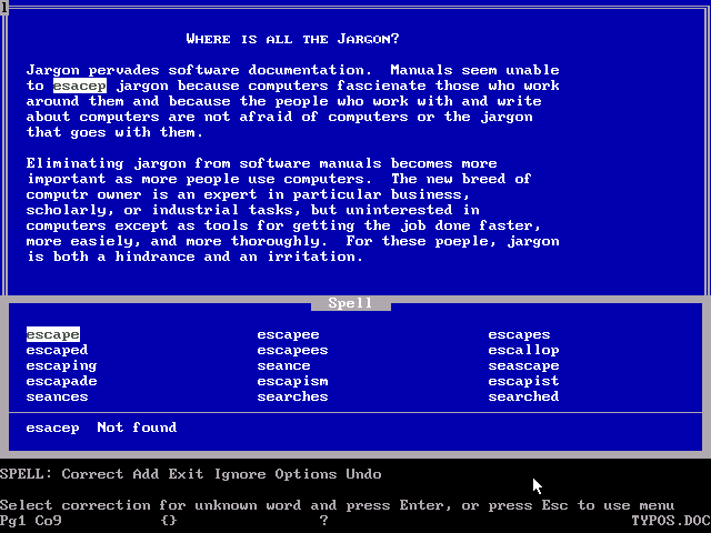 Microsoft Word 5.0 for DOS - Spell